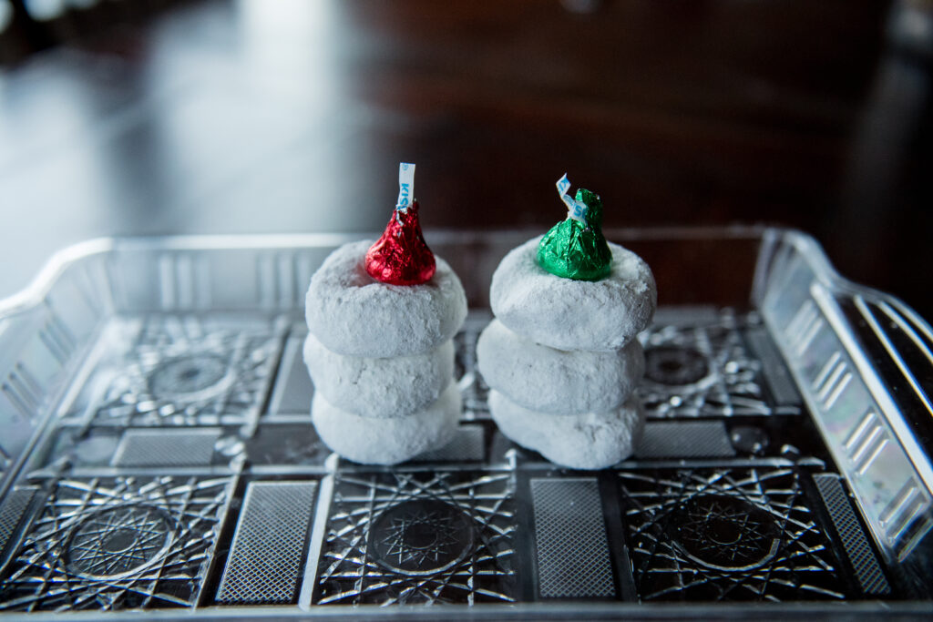 Elf on the Shelf Donut piles with Hershey kisses