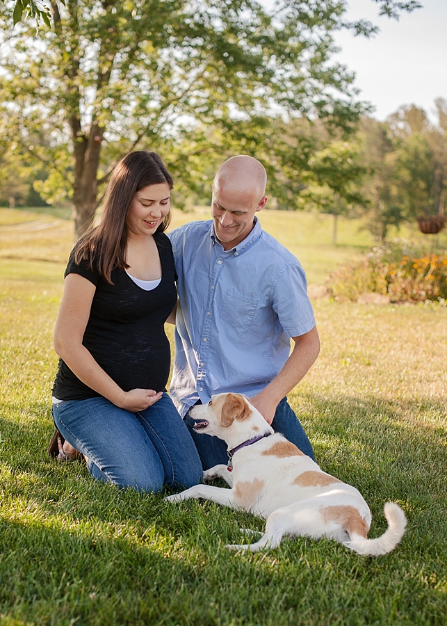 Outdoor family maternity with dog pet 