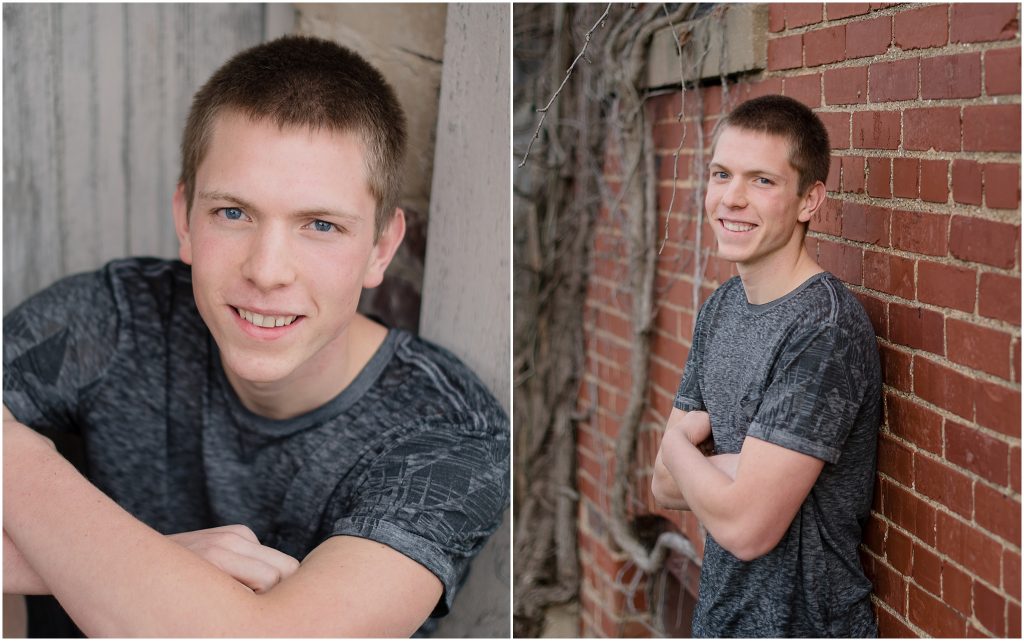 Senior Session | Bobby | guy in front of a brick wall in black shirt