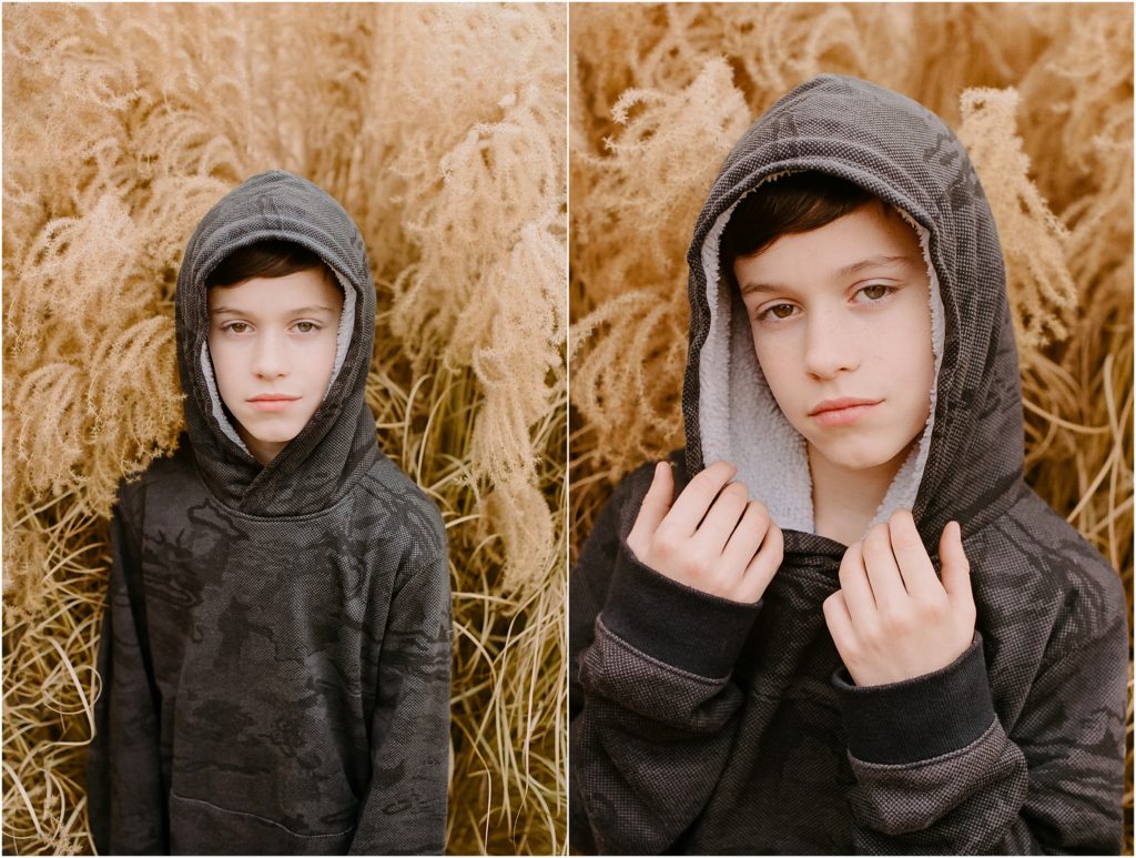 Edited Analog Film Image of Boy in Field