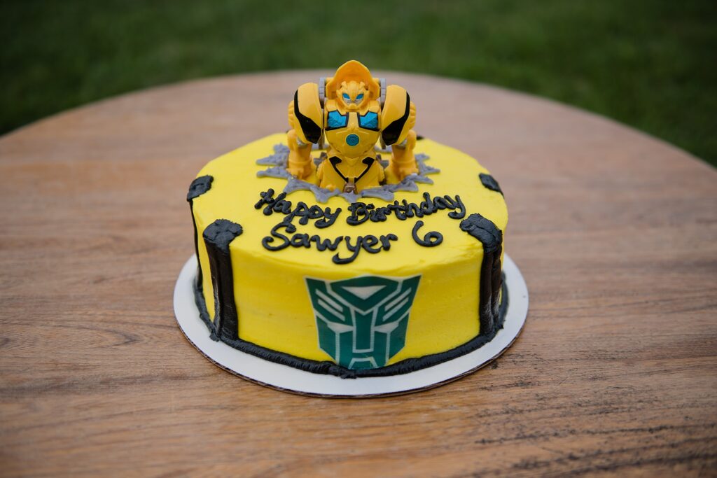 Transformers bumblebee cake round from Little Stir  Bakery
