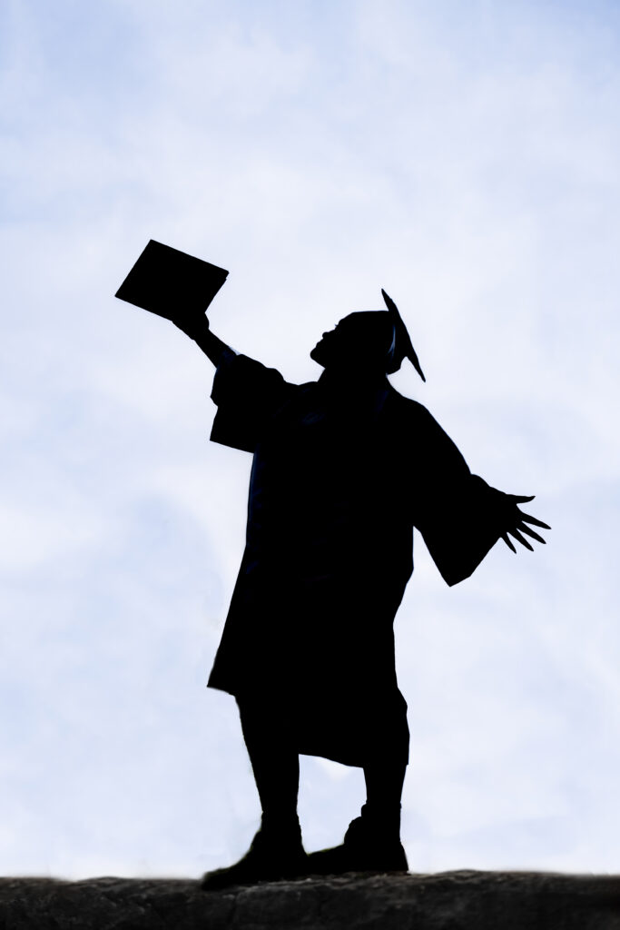 cap and gown silhouette session