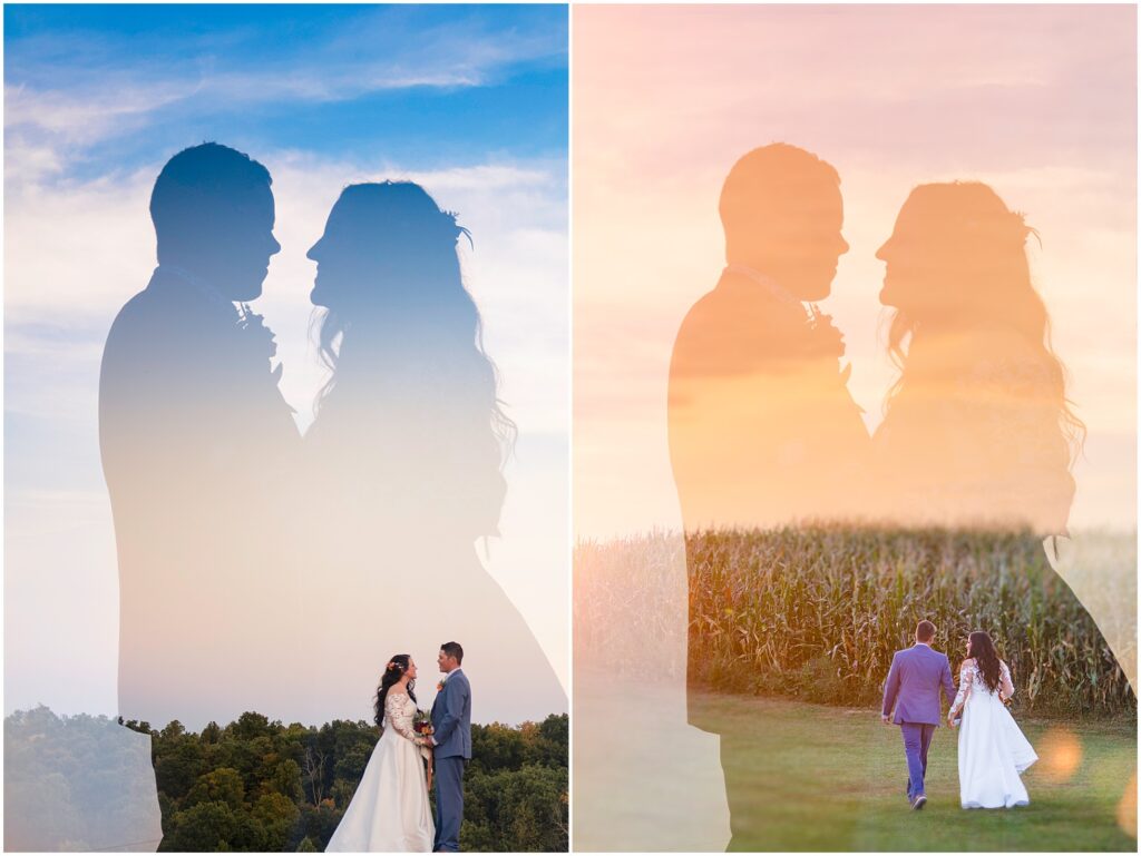 wedding silhouette double exposure