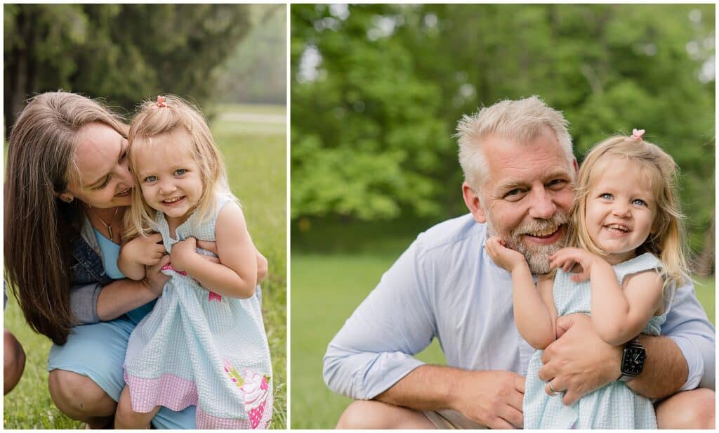 Family Photography Session with Mom and Daughter and Dad and daughter in parkersburg WV