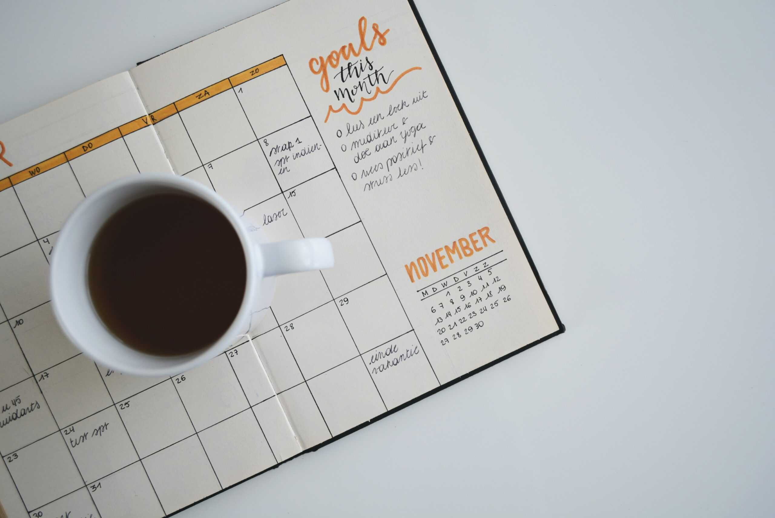 coffee on calender
